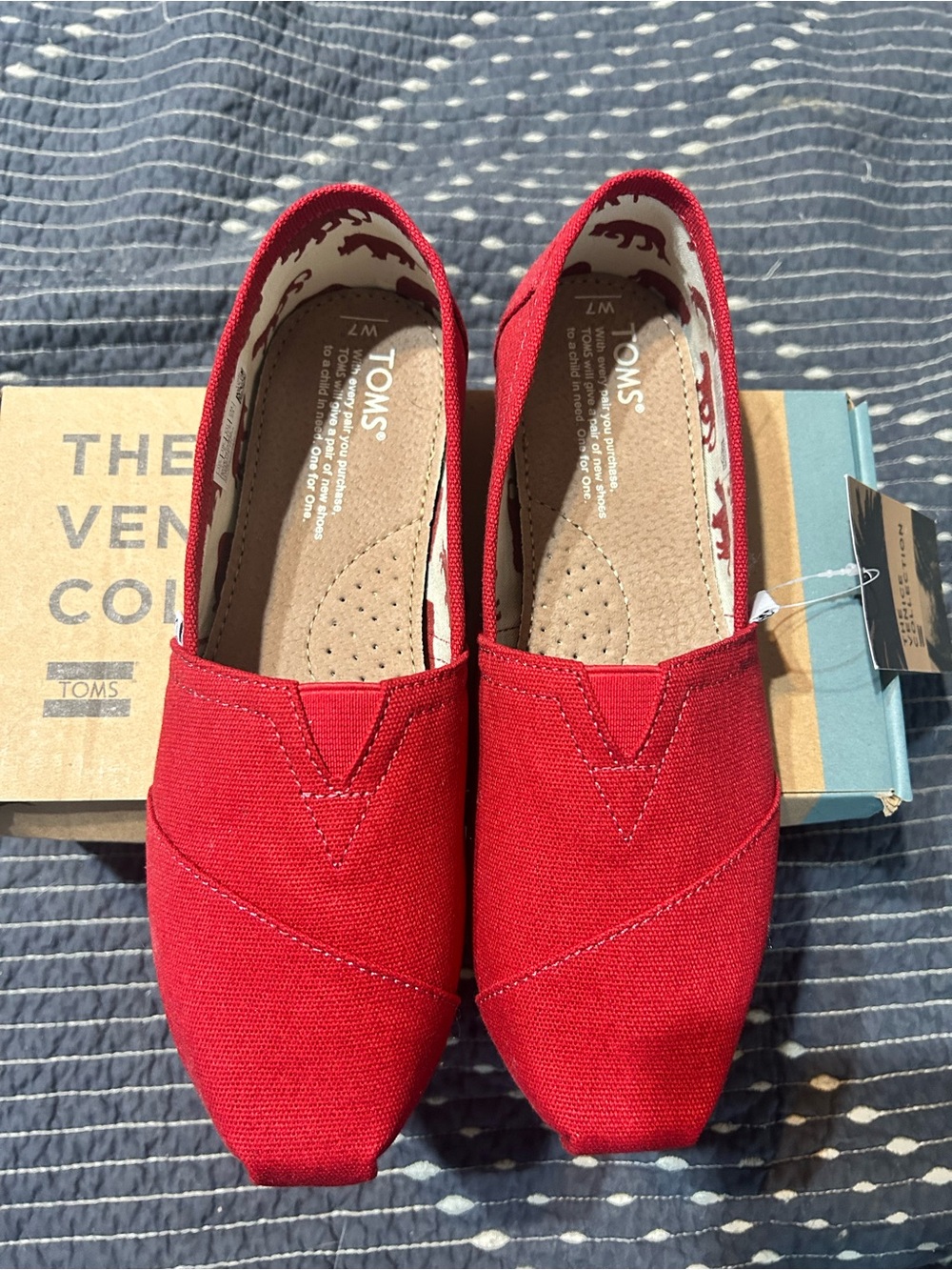 Toms Red Canvas Slip-On Flats